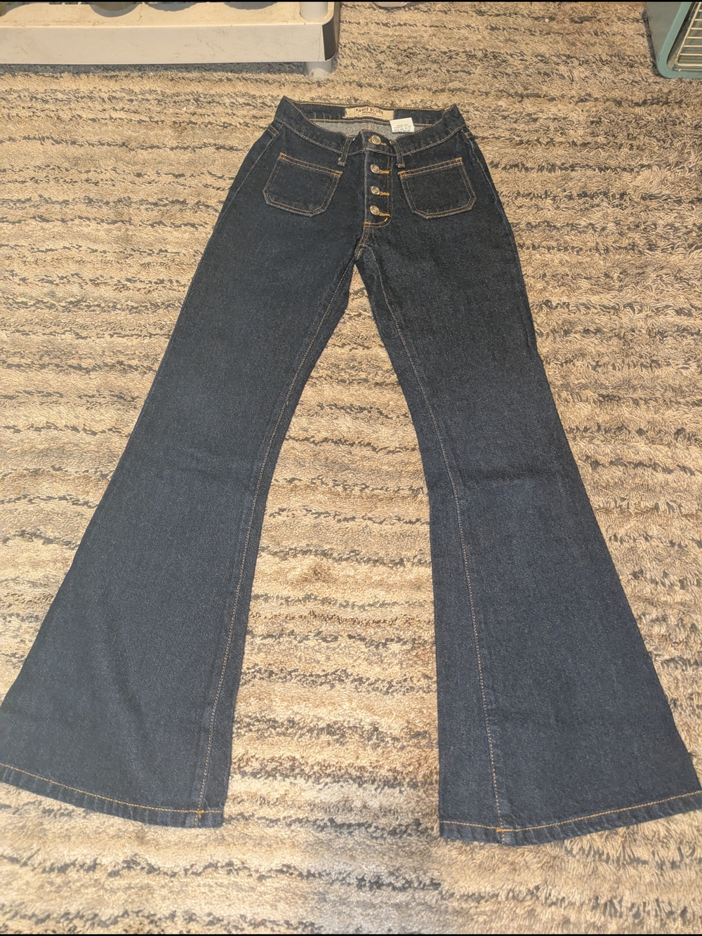 Paris Blues Indigo High-Rise Wide Leg Jeans with Button Fly